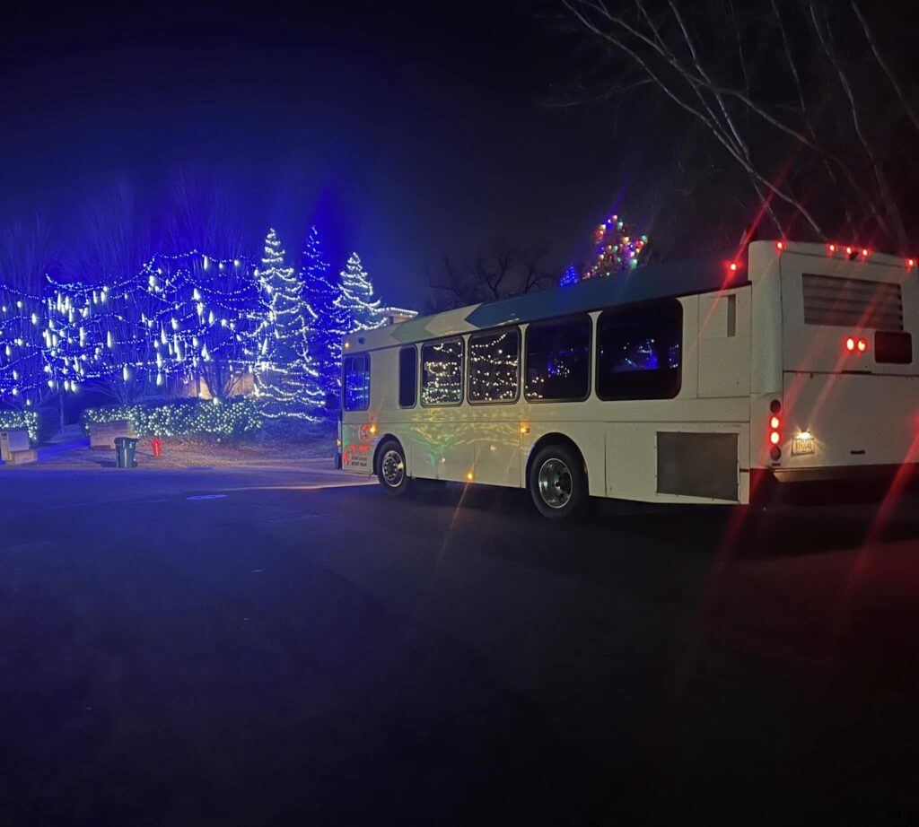 Holiday lights tour party bus services presented by elite party bus in Minnesota. Get your winter lights tour bus today!