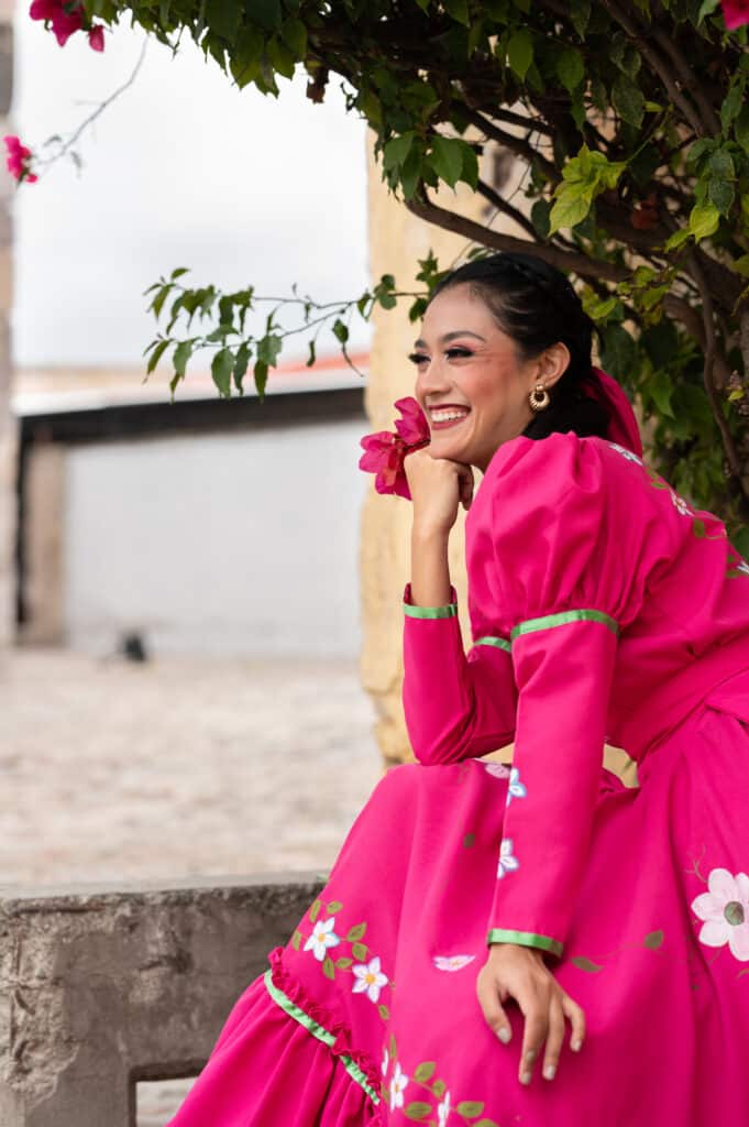 Party Bus for Quinceaneras, girl in her formal dress.
